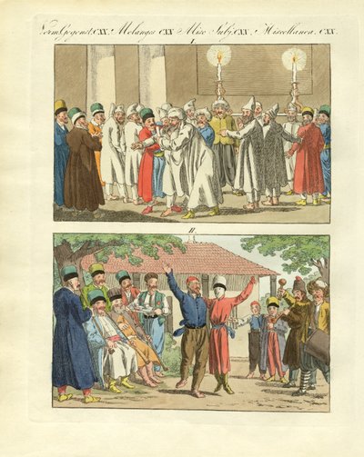 Scener av Tauria eller av quondam Krim (färgad gravyr) av German School
