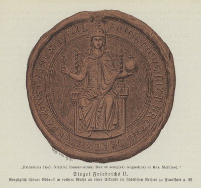 Sigill av Fredrik II, den helige romerske kejsaren (färg litho) av German School