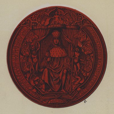 Sigill av Joachim I och Joachim II, kurfurstar av Brandenburg (färg litho) av German School