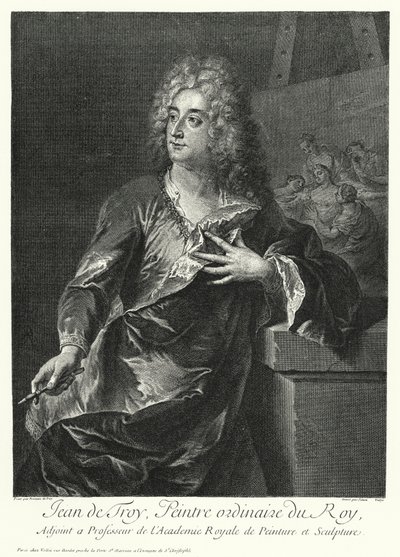 Självporträtt av den franske konstnären Jean Francois de Troy (gravyr) av German School