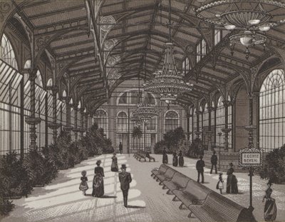 Hot Spring Colonnade, interiör (litho) av German School