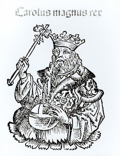 Den helige Karl (747-814) från "Liber Chronicarum" av Hartmann Schedel (1440-1514) 1493 av German School