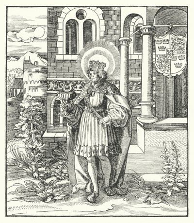 St Edward the Martyr, kung av England (gravyr) av German School
