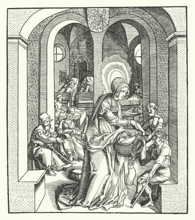 St Hedwig av Schlesien, hertiginna av Polen (gravyr) av German School