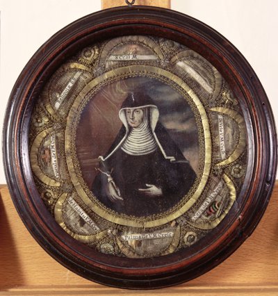 St. Maria Crescentia Hoess (1682-1744) omgiven av reliker från helgonet av German School