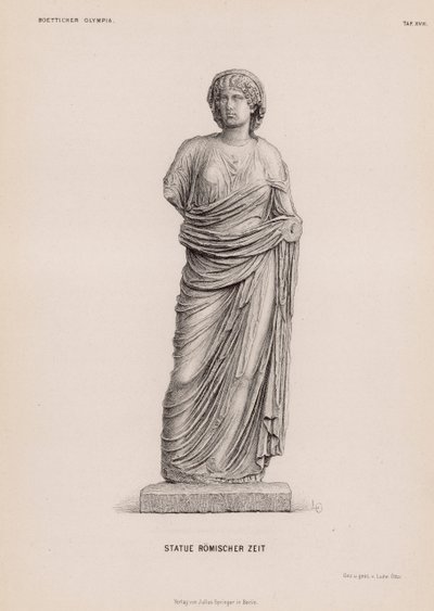 Staty av den romerska perioden från Olympia, Grekland (gravyr) av German School