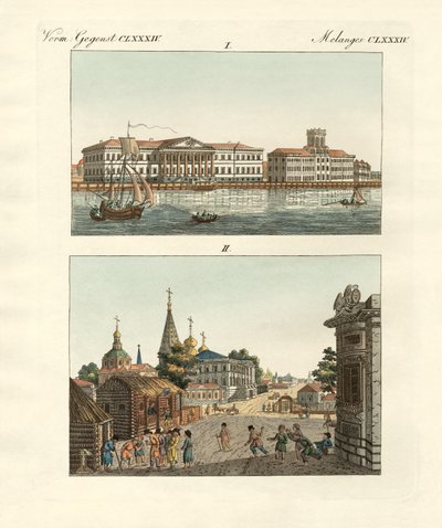 Konstiga föremål från Ryssland (färgad gravyr) av German School