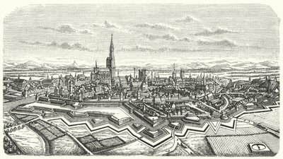 Strasbourg på 1600-talet (gravyr) av German School