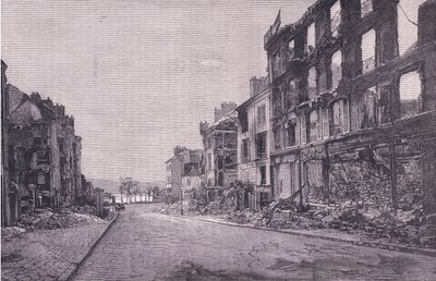 Street in St Cloud, Cassells historia om kriget mellan Frankrike och Tyskland publicerad av Cassell and Company Limited, ca 1890 (litho) av German School