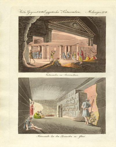 Underjordiska kuriosa i Egypten (färgad gravyr) av German School