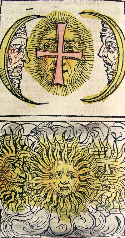 Sun Dogs and Moon Dogs, publicerad i Nuremberg Chronicle, 1493 av German School