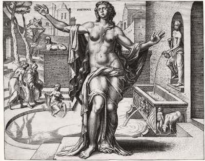 Suzanne i badet. (gravyr av German School