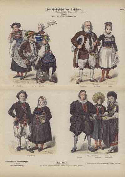 Schweizisk dräkt, slutet av 1700-talet (färgad gravyr) av German School