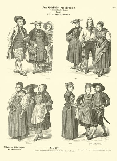 Schweiziska dräkter, sent 1700-tal (gravyr) av German School