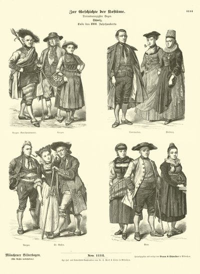 Schweiziska dräkter, sent 1700-tal av German School