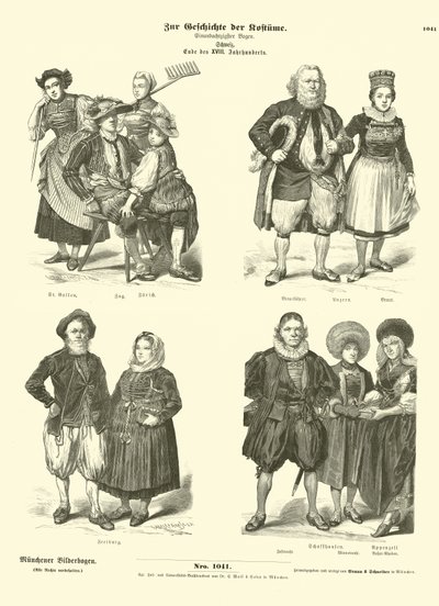 Schweiziska dräkter, sent 1700-tal av German School