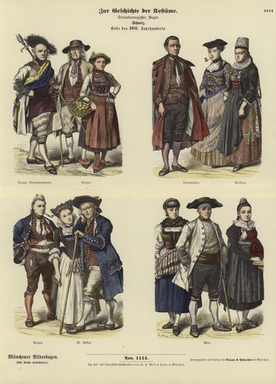 Schweiziska dräkter, sent 1700-tal av German School