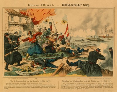 Tak av Suchum-Kale av turkarna under det rysk-turkiska kriget, 15 maj 1877, utgiven av F.C. Wentzel, Weissenburg, 1877 av German School