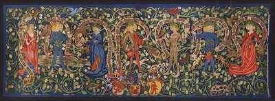 Gobeläng med älvor, Basel, ca 1490 (färglitografi) av German School