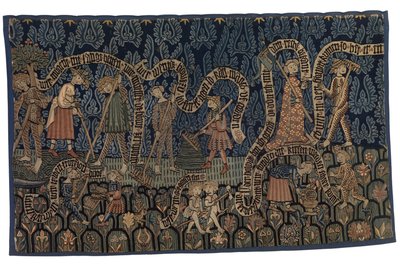 Gobeläng som illustrerar juli månad, ca 1400-25 (ull och linne) av German School