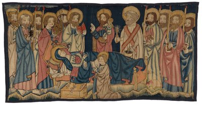 Gobelängpanel som visar Jungfruns död, från Mellersta Rheinland, möjligen Trier, mitten av 1400-talet (ull) av German School