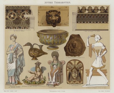 Terrakotta antikviteter (färg litho) av German School