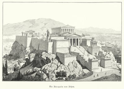 Akropolis i Aten, antikens Grekland (gravyr) av German School