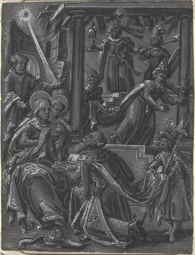 Konungarnas tillbedjan [recto], ca 1600 (teckning med penna och bläck) av German School