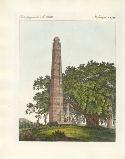 Axum-obelisken (färgad gravyr) av German School