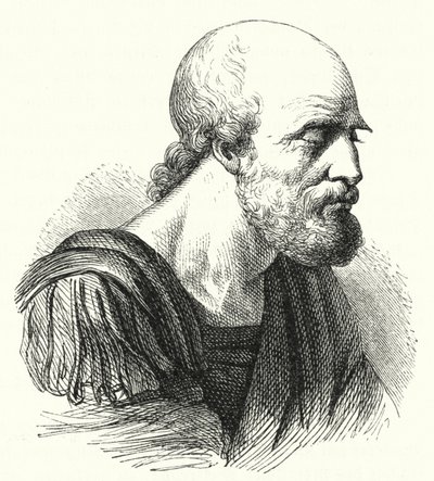 Den bysantinske generalen Belisarius som gammal man (gravyr) av German School