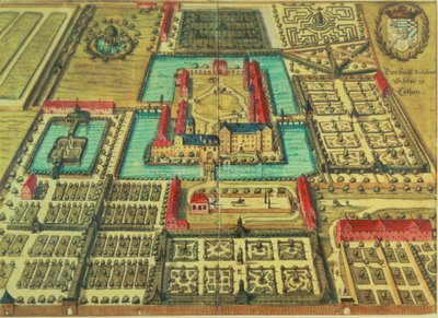 Prinsen av Kothens slott, ur "Topographia" av Mattheus Merian the Elfder av German School