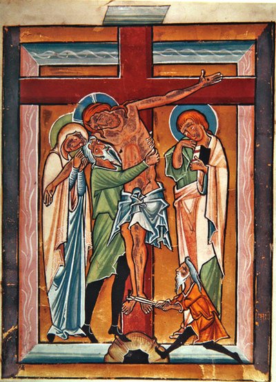 Nedstigningen från korset, ca 1230 (tempera & bladguld på veläng) av German School