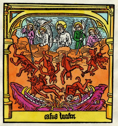 Lucifers fall och de rebelliska änglarna, illustration från en kopia av 