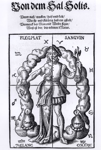 The Four Humors, från Quinta Essentia av Leonhart Thurneisser zun Thurn (1531-956) publicerad i Leipzig, 1574 av German School