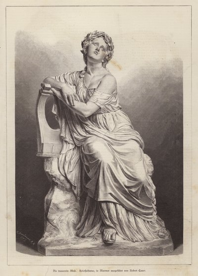 The Grieving Muse, marmorstaty av den tyske skulptören Robert Cauer den äldre (gravyr) av German School