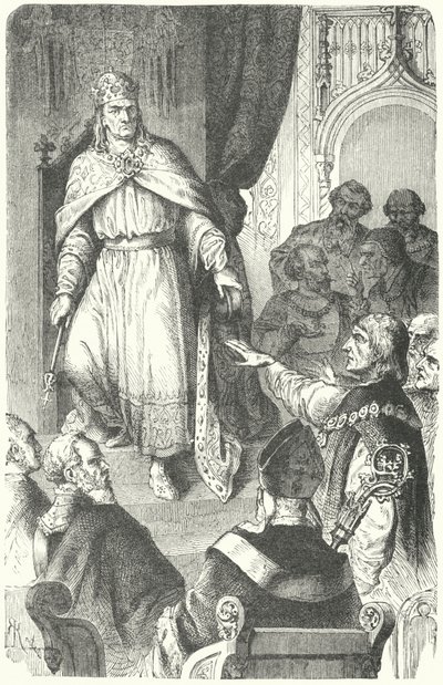Den helige romerske kejsaren Karl IV ger ut den gyllene tjuren från 1356 (gravyr) av German School
