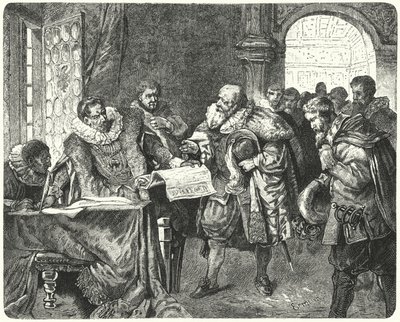 Den helige romerske kejsaren Rudolf II ger bohemiska protestanter större religionsfrihet i sitt majestätsbrev av German School