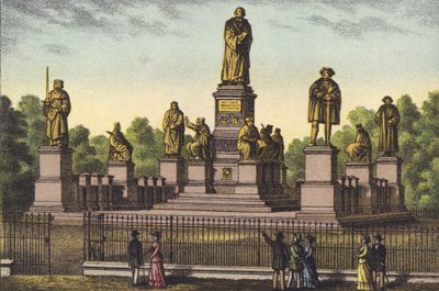 Luthermonumentet i Worms (chromolitho) av German School