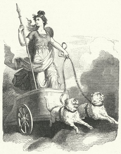 Den nordiska gudinnan Freyja (gravyr) av German School