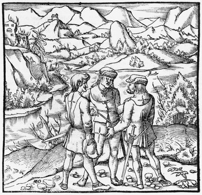 The Rutli Oath, illustration från Cosmographie Universelle av Sebastien Munster (1488-1552) Basel, publicerad 1559 av German School