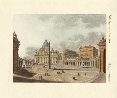 Peterskyrkan i Rom (färgad gravyr) av German School