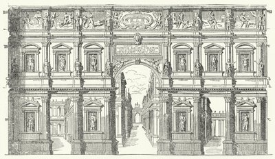 Teatro Olimpico ("Olympiska teatern") i Vicenza, norra Italien (gravyr) av German School