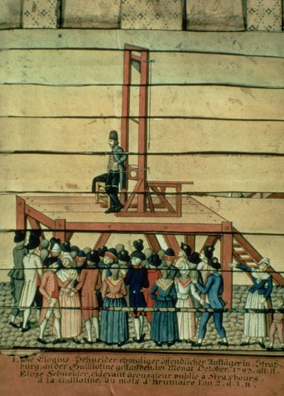 Terrorn - Jean Georges Schneider (1756-94) och giljotinen (akvarell på papper) av German School