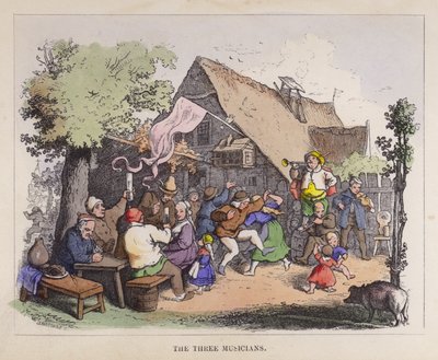De tre musikerna (färg litho) av German School