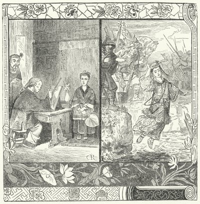 Wang Zhaojuns död i Ma Zhiyuans dikt Autumn in Han Palace (gravyr) av German School