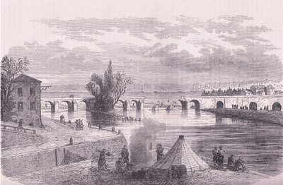 Försvaret av Paris-förstörelsen av bron Jonville-sur-Marne, Cassells historia om kriget mellan Frankrike och Tyskland publicerad av Cassell and Company Limited, c.1890 (litho) av German School