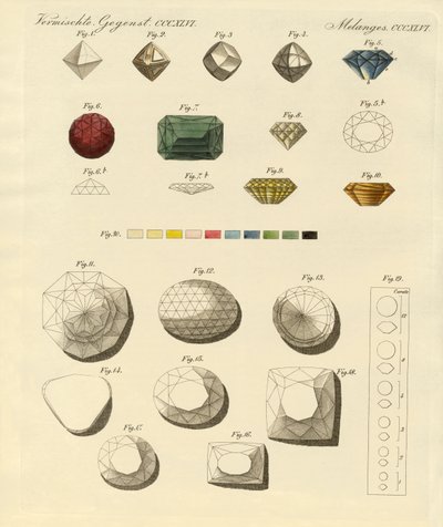 Diamanten (färgad gravyr) av German School