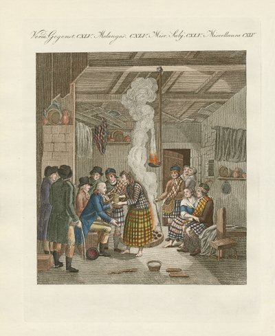 Highlander, eller invånare i norra delen av Skottland (färgad gravyr) av German School