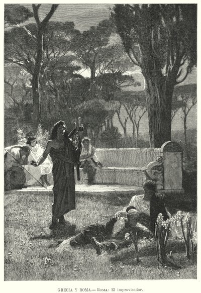 Improvisatorn, antik romersk underhållare (litho) av German School