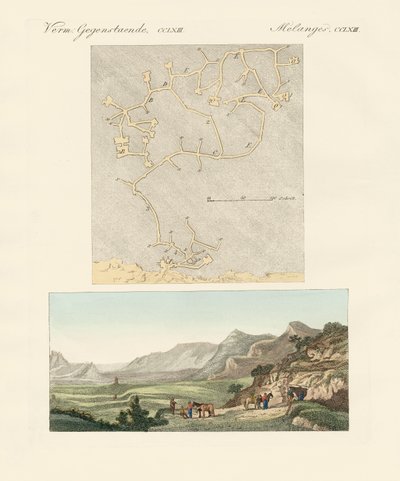 Kretas labyrint (färgad gravyr) av German School